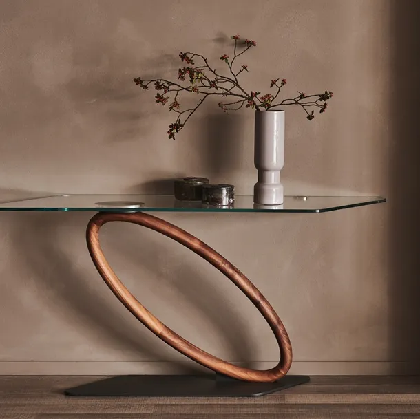 Crystal console with wooden base Tour by Cattelan Italia