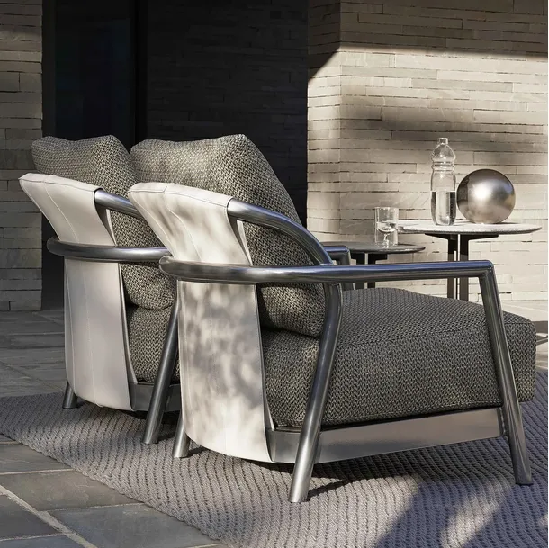 Alison Outdoor armchair in steel, rubber, and upholstered fabric by Flexform