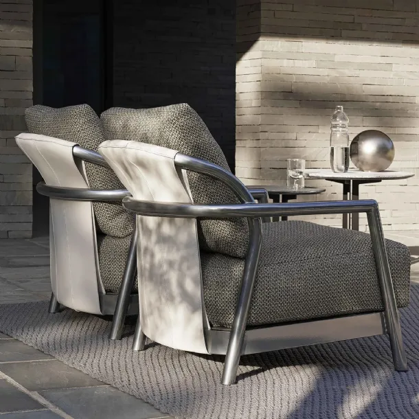 Alison Outdoor armchair in steel, rubber, and upholstered fabric by Flexform