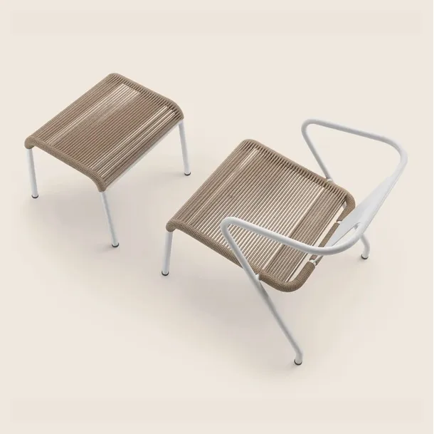 Calipso Cord armchair in metal with rope seat by Flexform