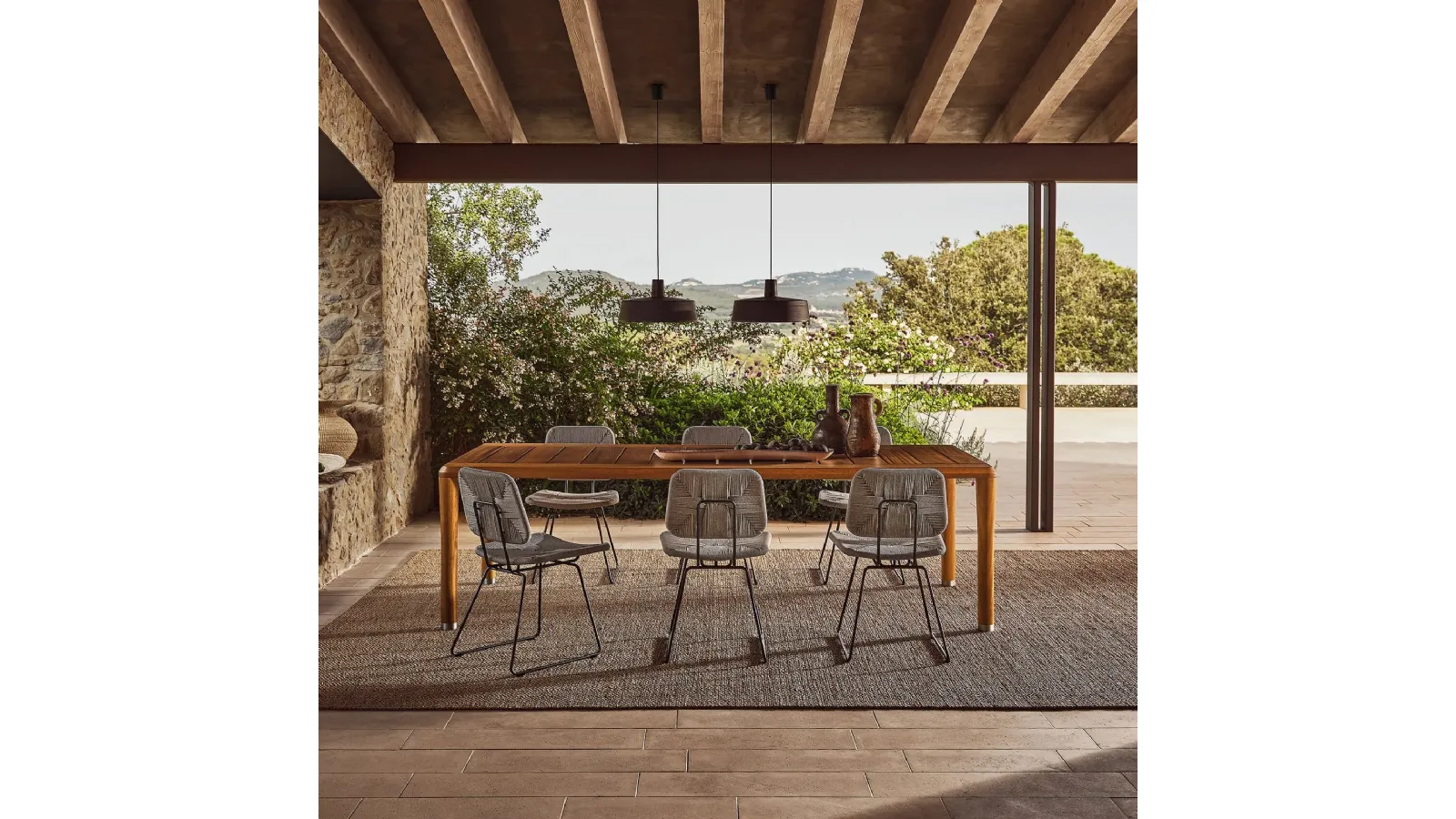 Kobo Outdoor wooden table by Flexform