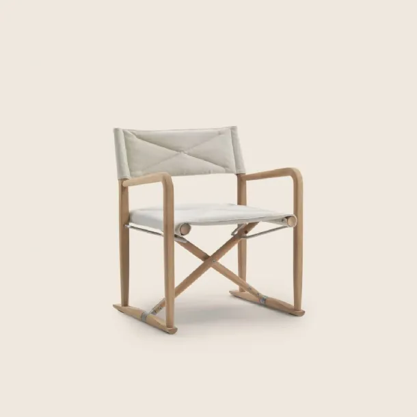 Luchino Outdoor Armchair in fabric and solid Iroko wood by Flexform