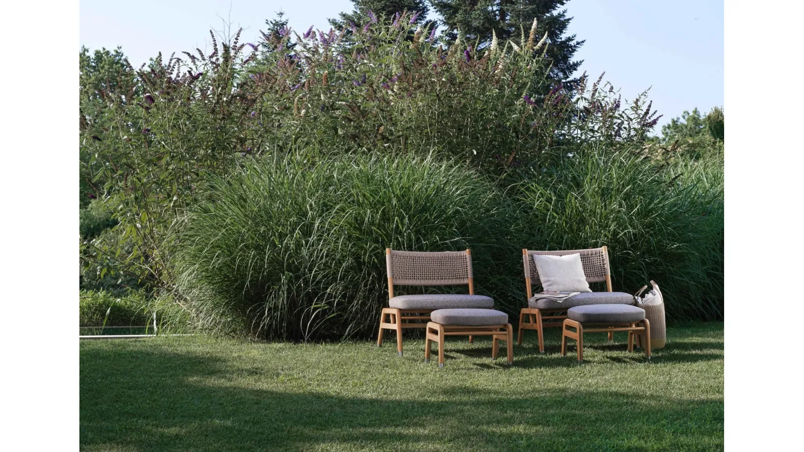 Ortigia Outdoor Armchair in Solid Wood and Braided Rope by Flexform