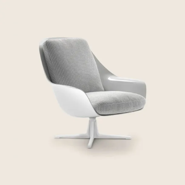 Sveva Light Outdoor Armchair in glossy lacquered rigid polyurethane by Flexform